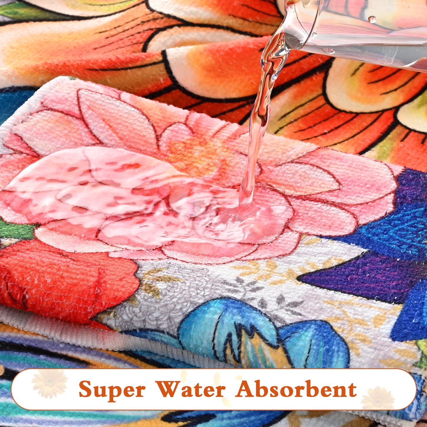 Alishomtll Boho Floral Bath Towels 3Pcs Bathroom Towels Sets Include Bath Towel, Hand Towel and Washcloth,Watercolor Flower Print