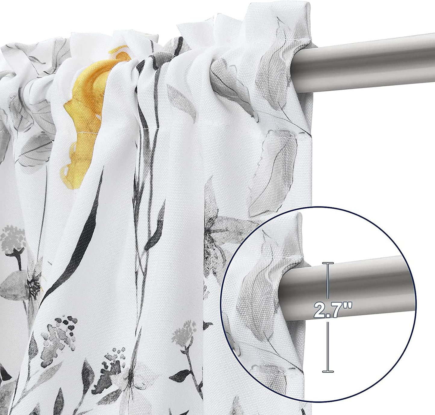 Alishomtll Kitchen Curtains Yellow Floral Watercolor Print Tier Curtains Light Filtering Rod Pocket Small Window Curtain Sets,26"Wx24"L,2 Panels