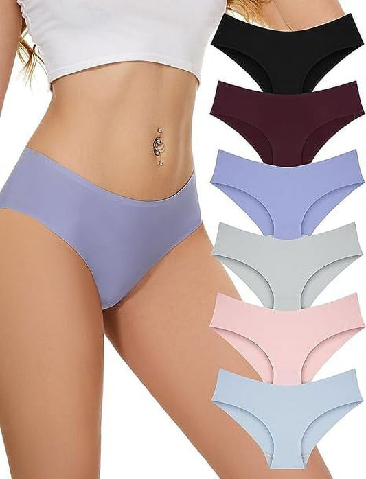 Sunm Boutique Cheeky Panties Cotton Underwear for Women Invisible Brief 6 Pack