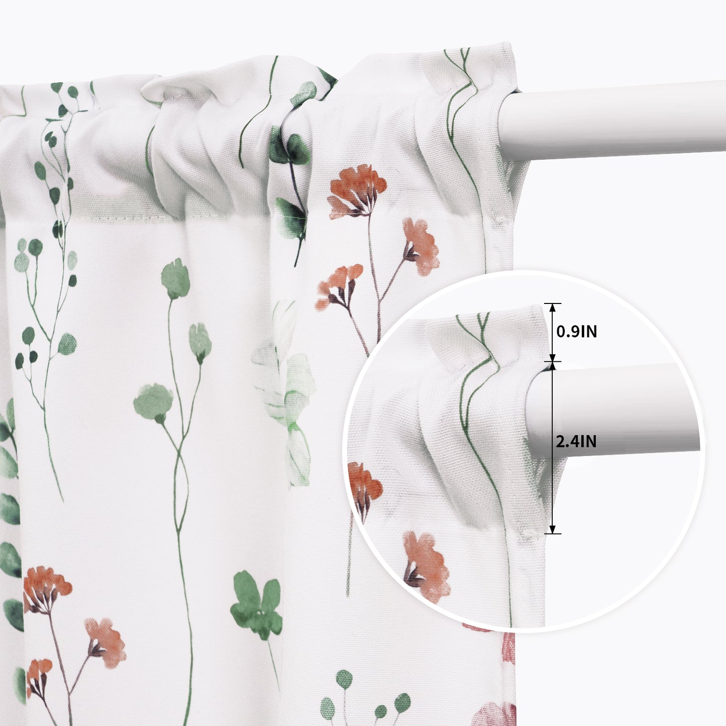 Alishomtll Floral Valance Curtains Kitchen Sage Green Wildflower Flower Leaf Windows Drapes,52 x 18 inch,Rod Pocket