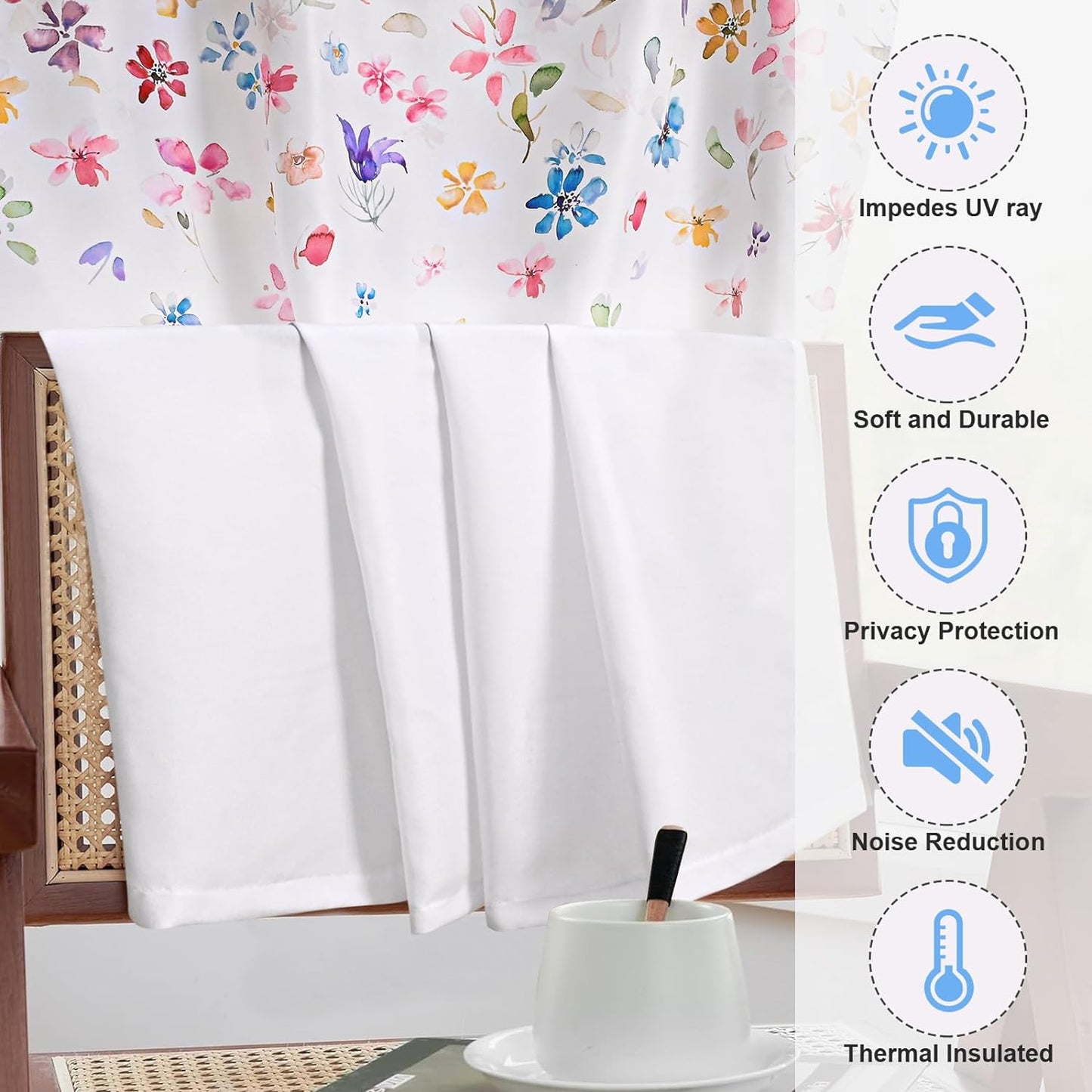 Alishomtll Floral Valance Curtains Falling Blossoming Petals Print Window Curtain Valance Rod Pocket,52W" x 18L"