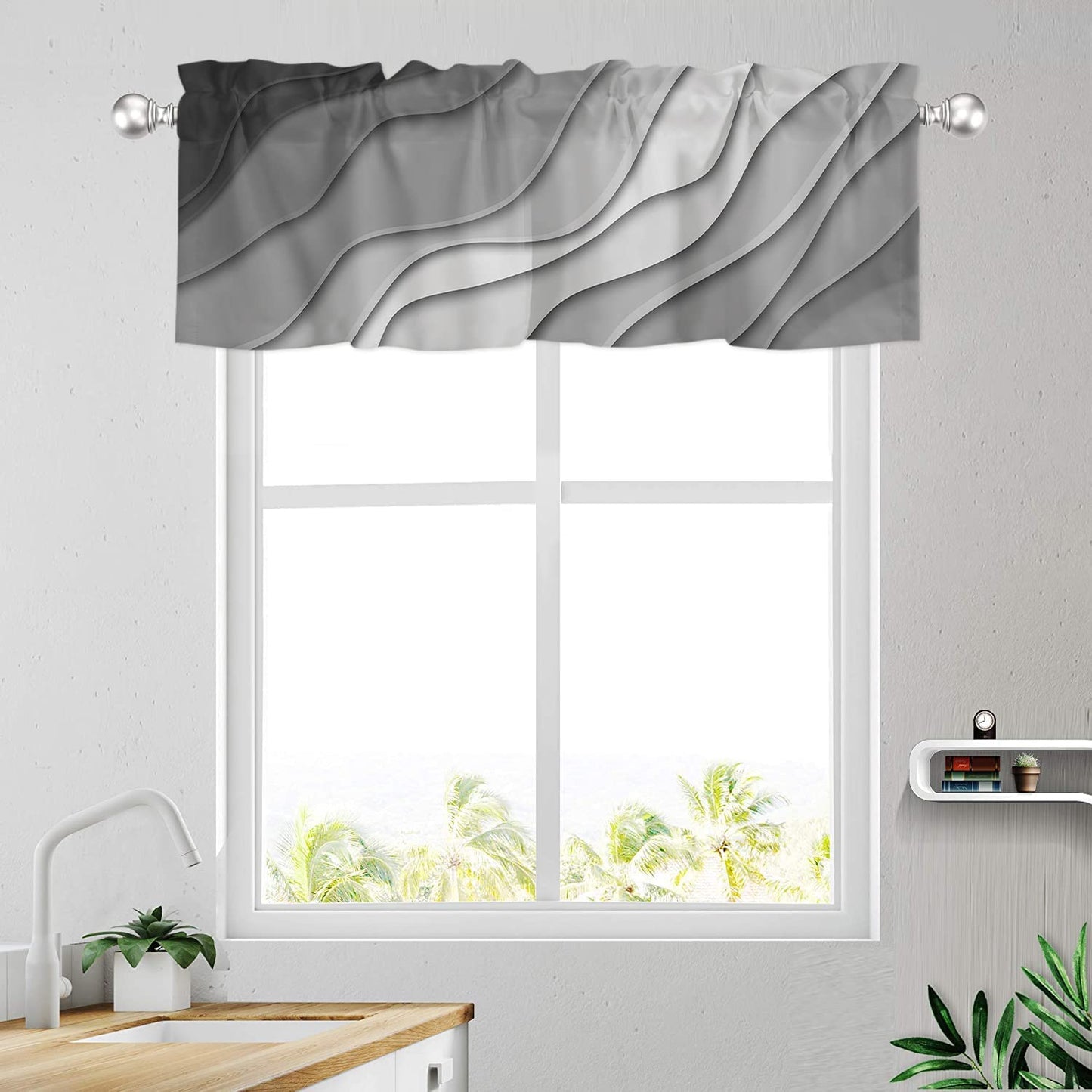 Alishomtll Curtain Valances for Kitchen Living Room Bedroom Rod Pocket Valance ,54 x 18 inch