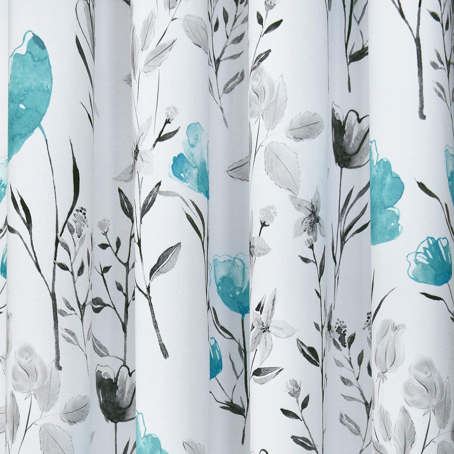 Alishomtll Flower Print Rod Pocket Kitchen Curtain Valance, Teal ,52W" x 18L", 1 Panel