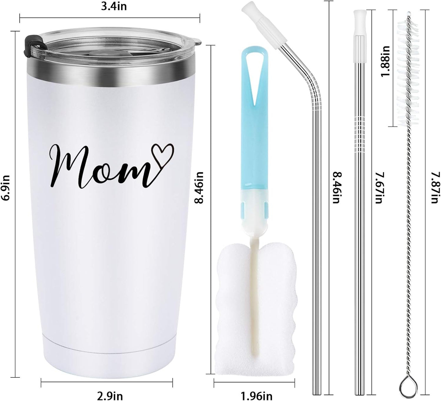 Gingprous Mom and Dad Stainless Steel Travel Tumbler Set, 20oz Double Wall Travel Tumblers, Vacuum Insulated Tumblers , Father’s Day Mother's Day Gifts , Black and White