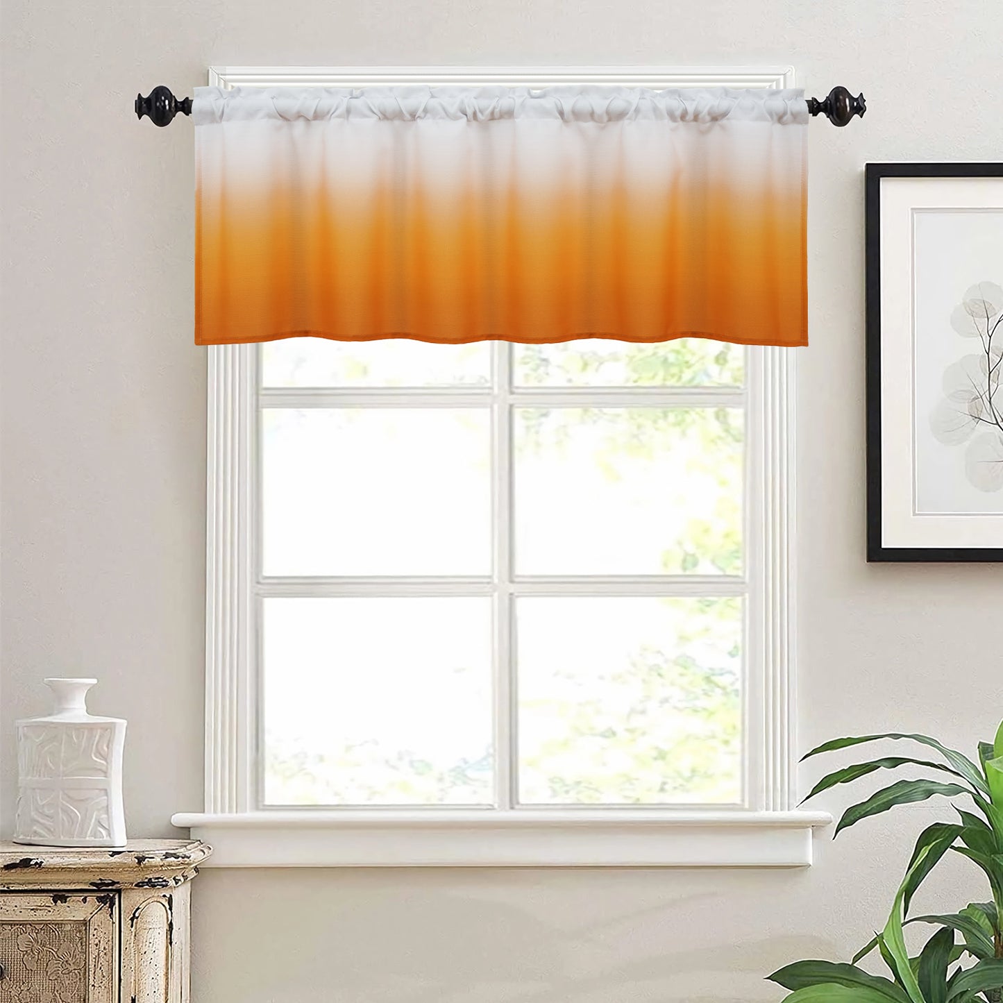 Alishomtll Kitchen Valance Curtains Orange Ombre Living Room Bedroom Windows Drapes ,52 x 18 inch,Rod Pocket