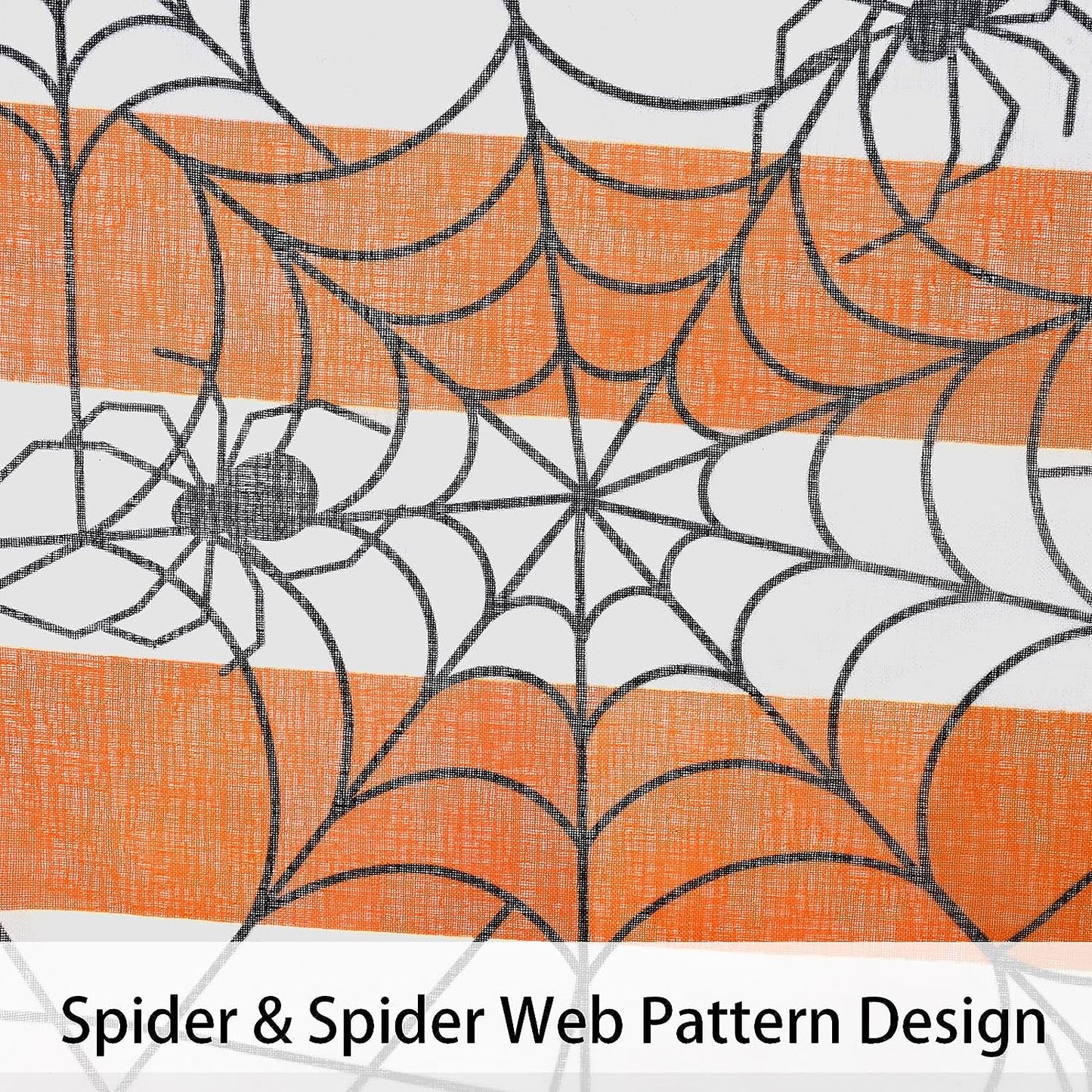 Alishomtll Halloween Curtains Spider Web Semi Sheer Drapes for Halloween Window Decorations, Party, 52 x 84Inch,Set of 2