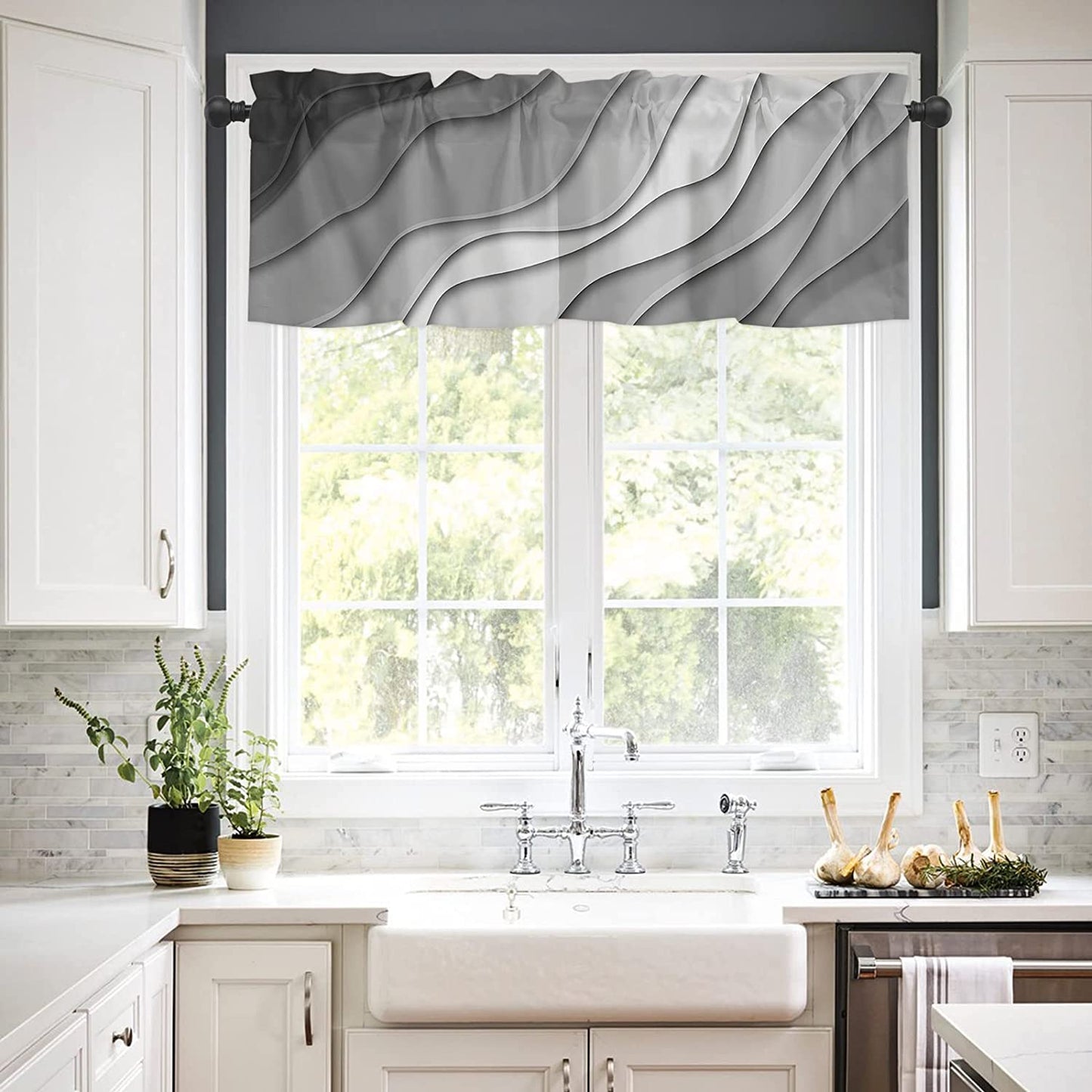 Alishomtll Curtain Valances for Kitchen Living Room Bedroom Rod Pocket Valance ,54 x 18 inch