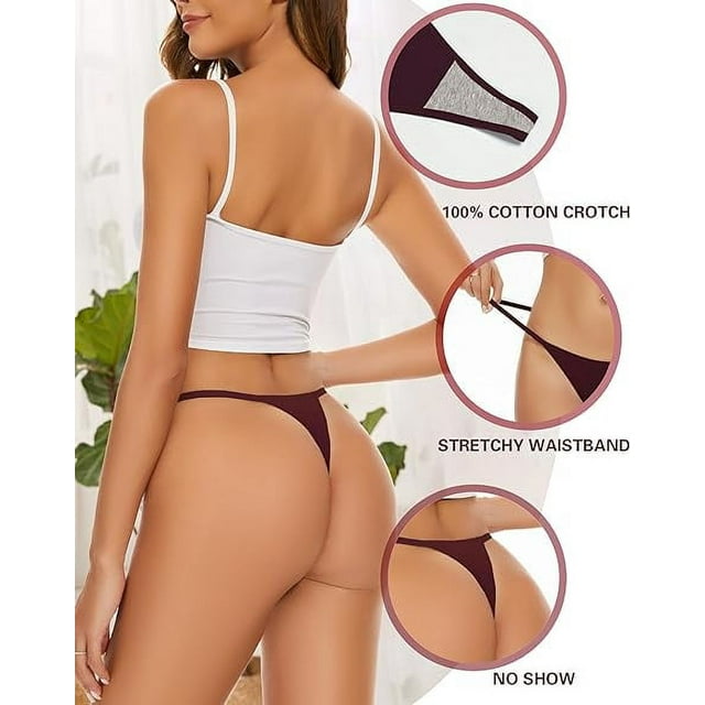 Sunm Boutique G-String Thongs for Women T-back Sexy Tangas Thongs Underwear 6 Pack