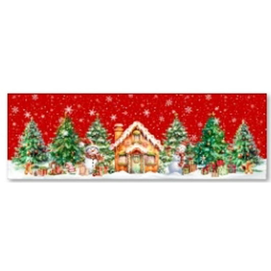 Alishomtll Christmas Tree Valance Curtains for Kitchen Snowflake Printed Valances ,60''W x 18''L, 1 Panel,Red