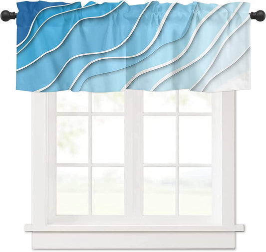 Alishomtll Curtain Valances for Kitchen Living Room Bedroom Blue Rod Pocket Valance ,54 x 18 inch