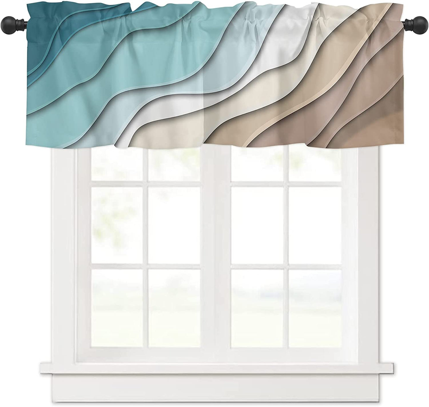 Alishomtll Curtain Valances for Kitchen Living Room Bedroom Teal Blue Rod Pocket Valance ,54 x 18 inch