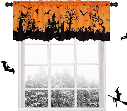 Alishomtll Halloween Kitchen Curtains Valances Scary Themed for Holiday Party Decoration,52 by 18 inches