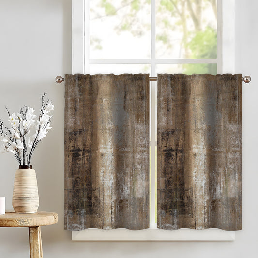 Alishomtll Kitchen Curtains Tiers Dark Brown Kitchen Tiers Set 2 Piece for Windows Living Room 36 Inches Long