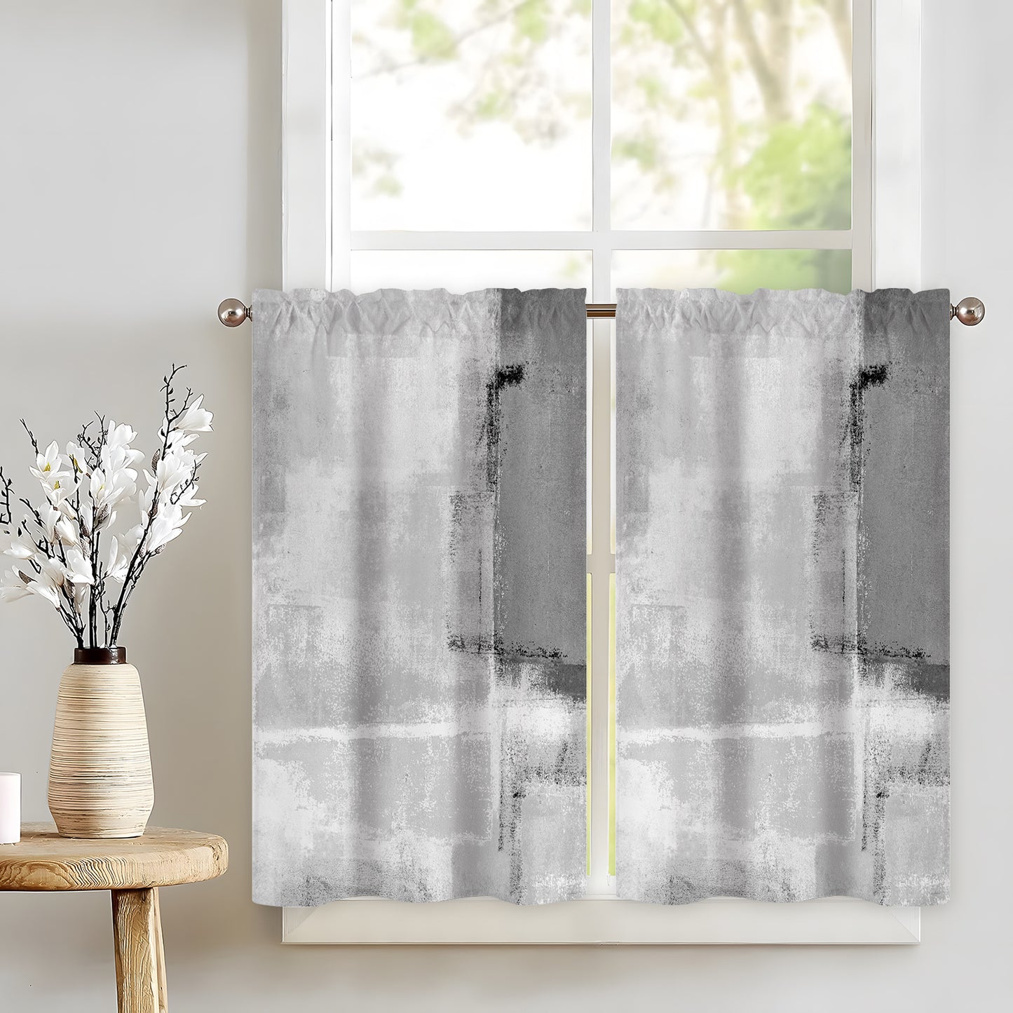 Alishomtll Kitchen Curtains Tiers Grey Kitchen Tiers Set 2 Piece for Windows Living Room 36 Inches Long