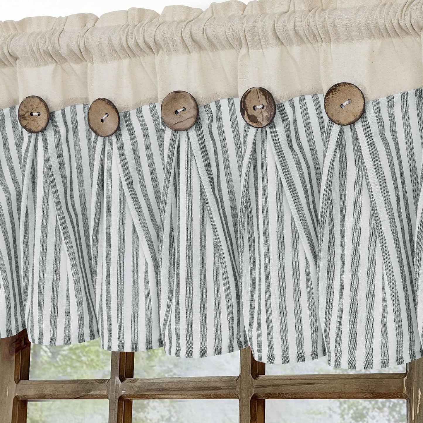 Alishomtll Kitchen Curtains Valances 8 Button Linen Cotton Valances for Windows 18 Inches Long,Rod Pocket