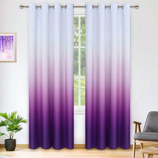 Alishomtll Room Darkening Purple Blackout Curtains Grommet Window Drapes for Living Room Bedroom ,2 Panels