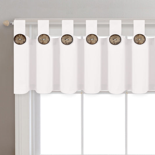 Alishomtll Solid White Valance Button Curtains for Kitchen Living Room Farmhouse Tab Top Bathroom Curtains for Small Window Single Panel 18 Inch Length