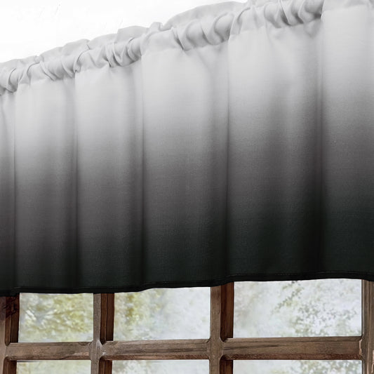 Alishomtll Kitchen Valance Curtains Black Ombre Living Room Bedroom Windows Drapes ,52 x 18 inch,Rod Pocket