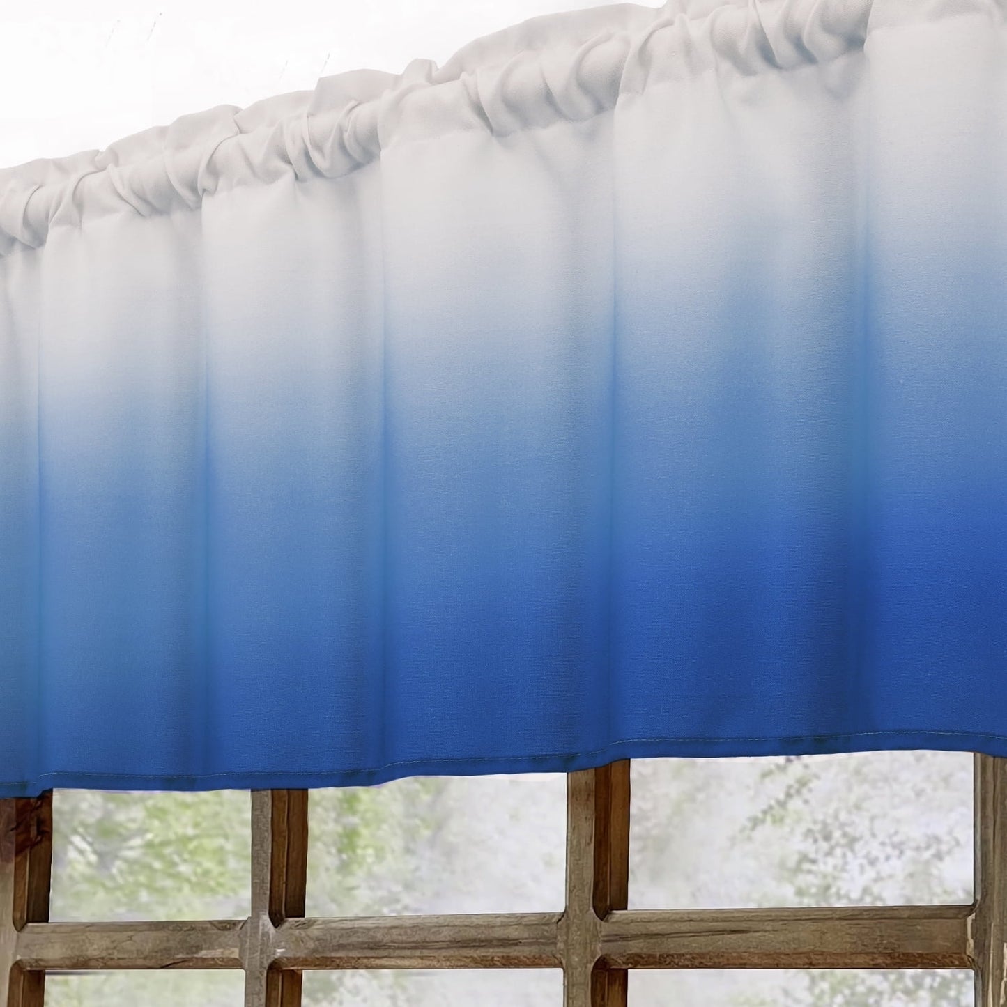 Alishomtll Kitchen Valance Curtains Blue Ombre Living Room Bedroom Windows Drapes ,52 x 18 inch,Rod Pocket