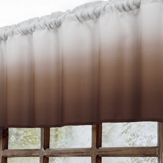 Alishomtll Kitchen Valance Curtains Brown Ombre Living Room Bedroom Windows Drapes ,52 x 18 inch,Rod Pocket