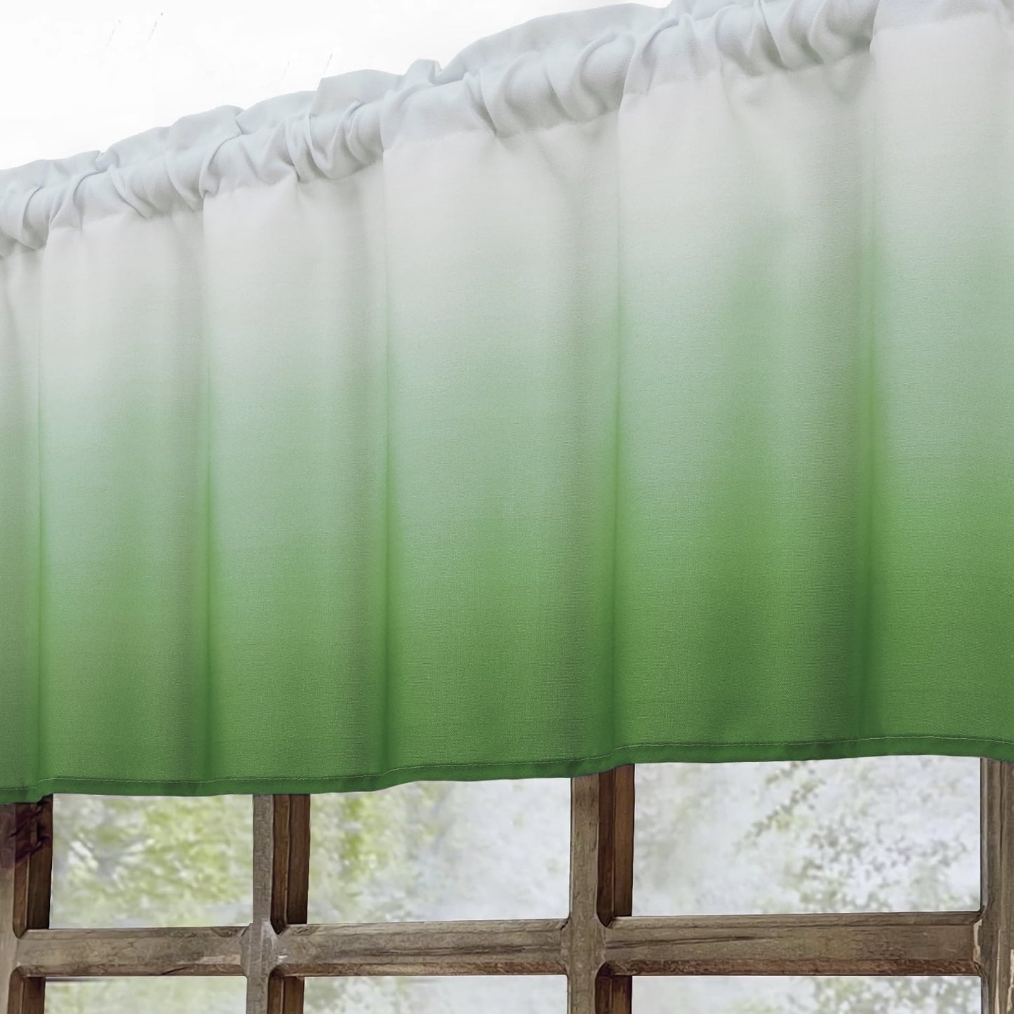 Alishomtll Kitchen Valance Curtains Green Ombre Living Room Bedroom Windows Drapes ,52 x 18 inch,Rod Pocket