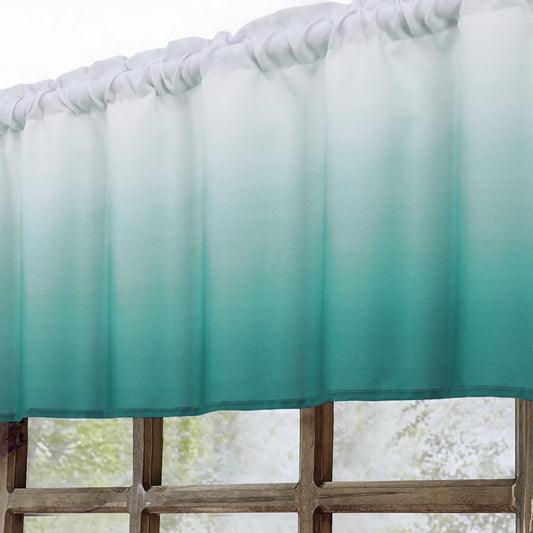 Alishomtll Kitchen Valance Curtains Teal Ombre Living Room Bedroom Windows Drapes ,52 x 18 inch,Rod Pocket