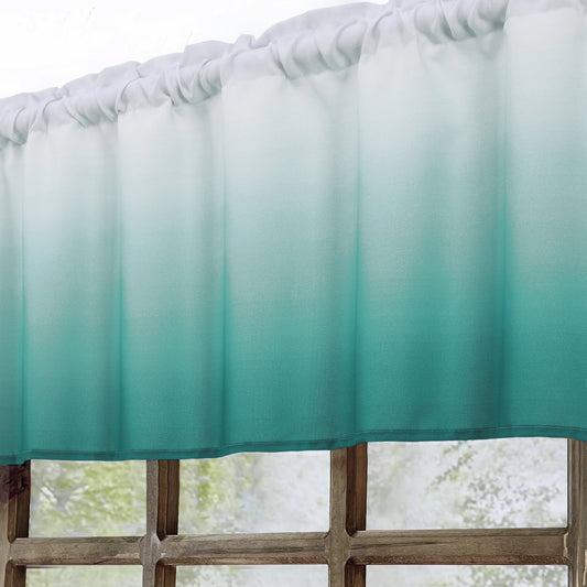 Alishomtll Valance Curtains for Living Room Bedroom Kitchen Windows Teal Ombre ,52 x 18 inch,Rod Pocket