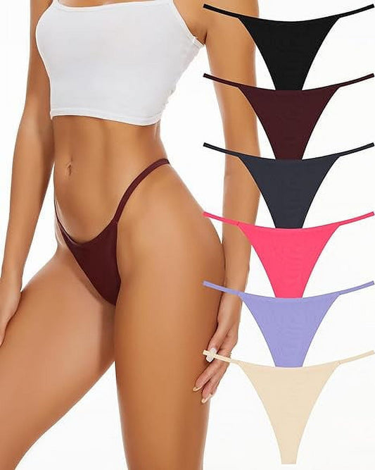 Sunm Boutique G-String Thongs for Women T-back Sexy Tangas Thongs Underwear 6 Pack