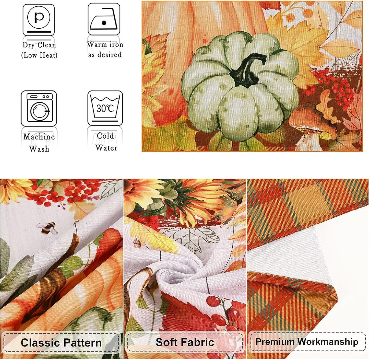 Alishomtll Fall Thanksgiving Valance Curtains for Kitchen Swag Pumpkin Sunflower Window Drapes,61" W x 36" L,Rod Pocket,