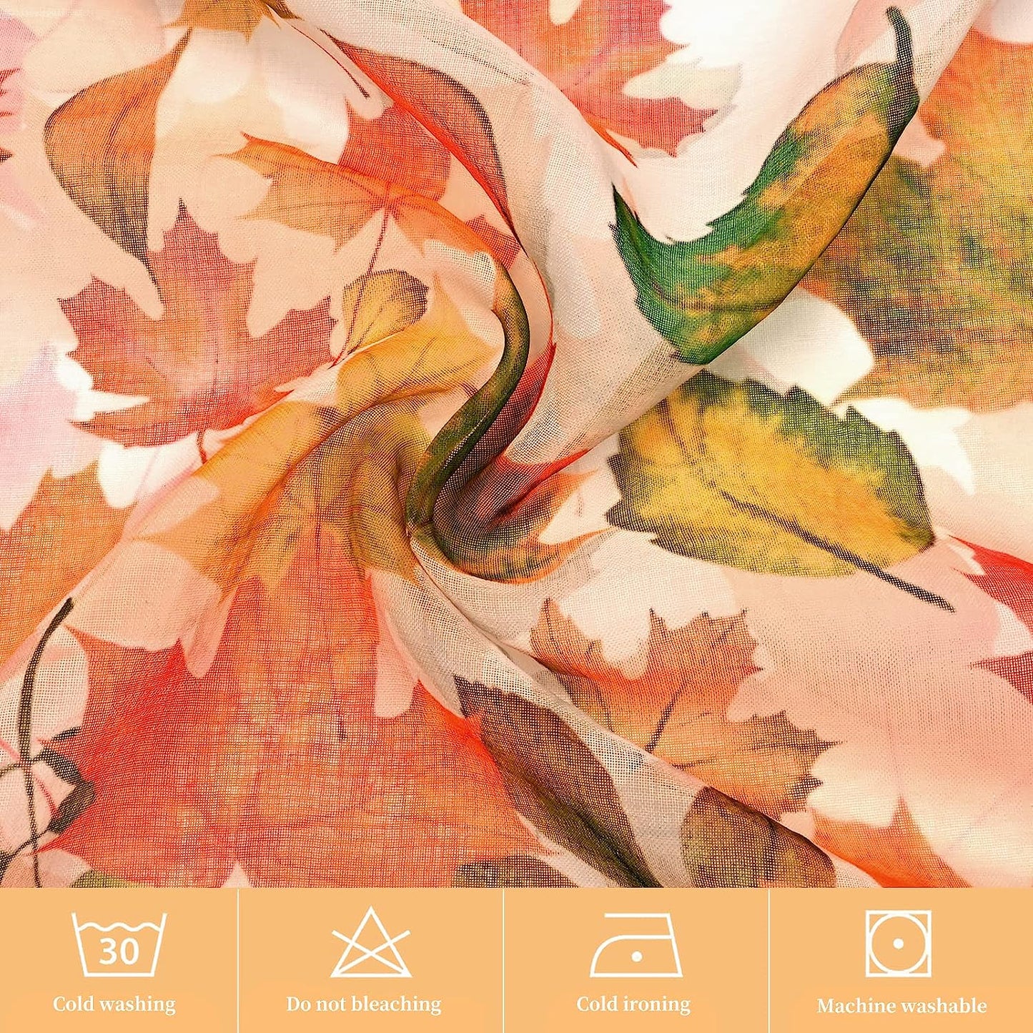 Alishomtll Thanksgiving Sheer Curtains 84 Inch Length Rod Pocket Autumn Falling Maple Leaves Semi Sheer Voile Window Treatment for Bedroom Dining Room