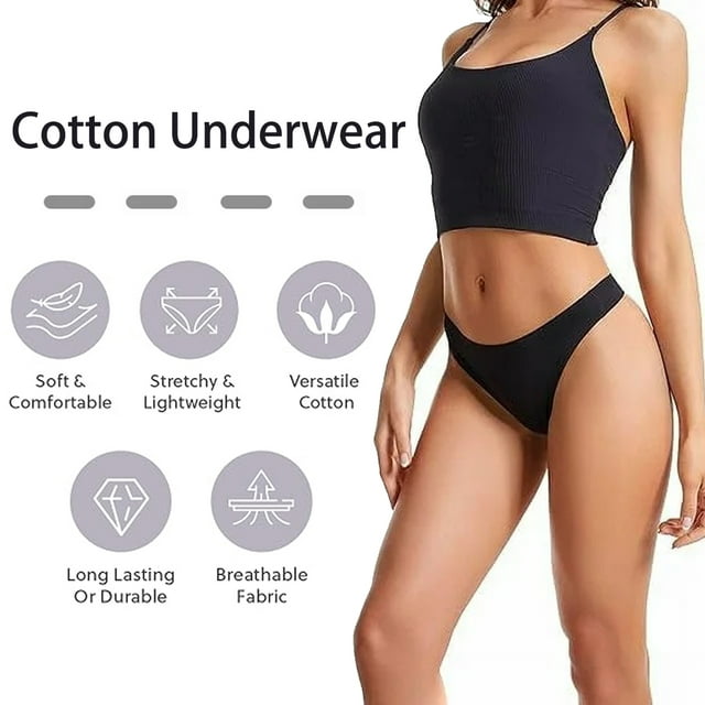 Sunm Boutique Cotton Underwear for Wome Thongs Underwear Bikini Panties Black 16 Pack