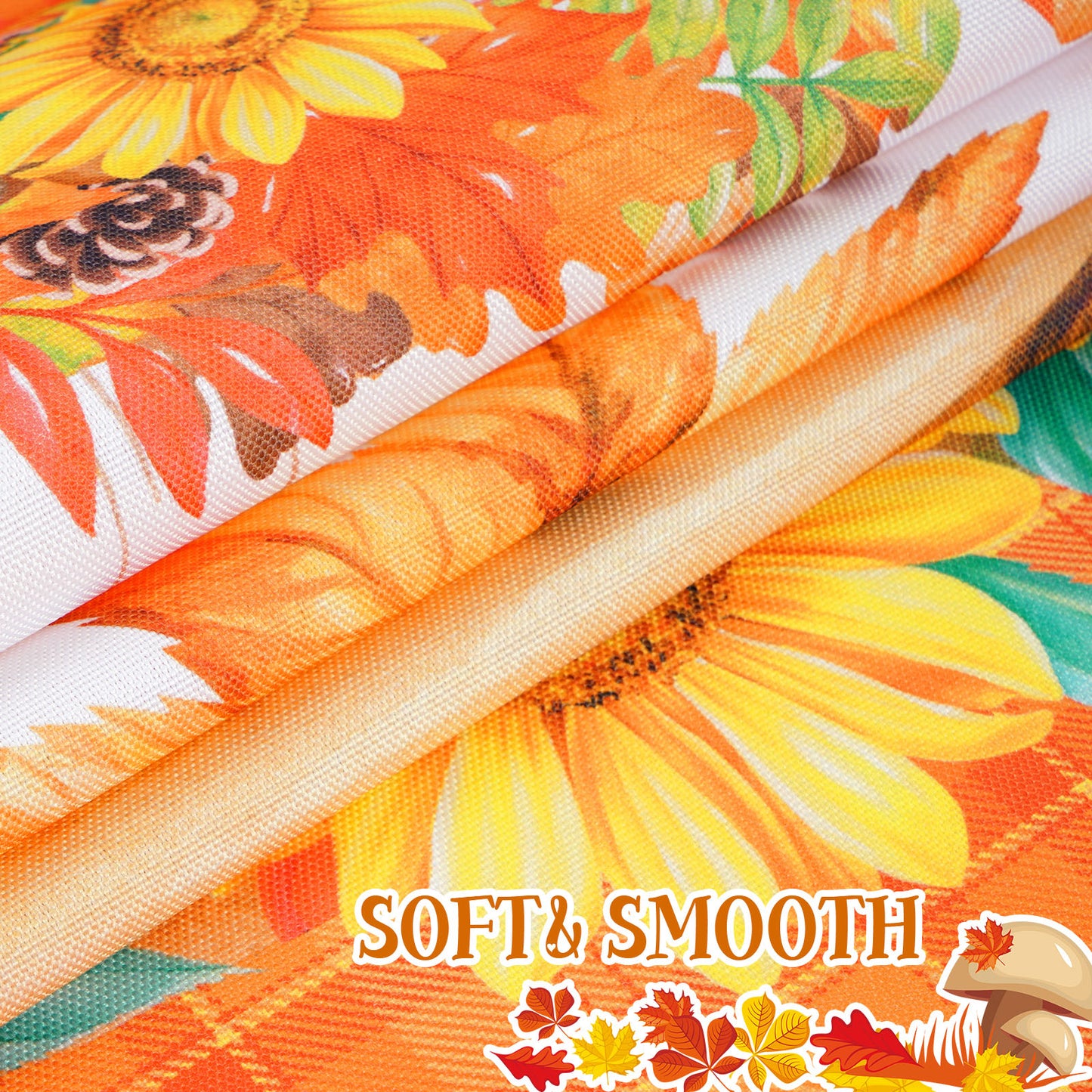 Alishomtll Fall Kitchen Curtains Sunflower Pumpkins Autumn Leaves Print Curtains Sets Thanksgiving,Rod Pocket ,30"Wx36"L