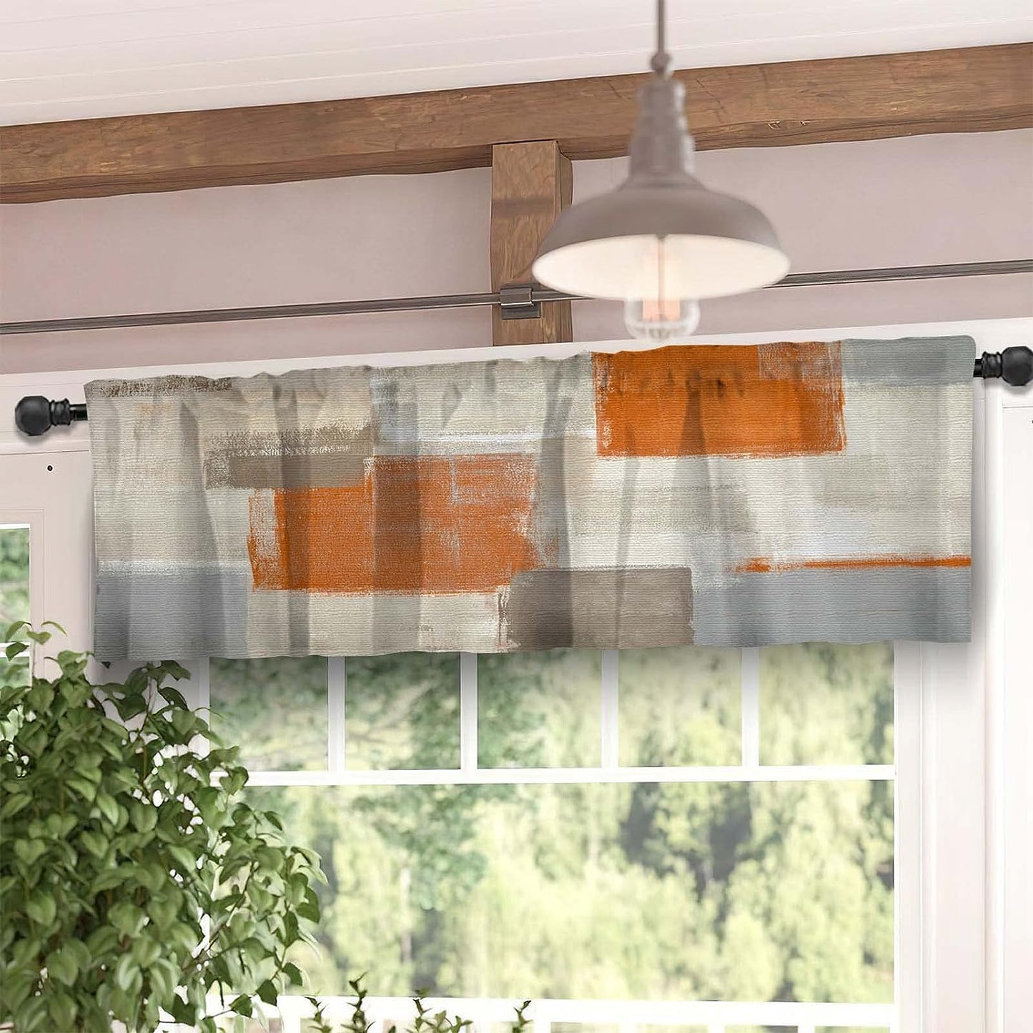 Alishomtll Curtain Valances for Kitchen Living Room Bedroom Orange Rod Pocket Valance ,54 x 18 inch