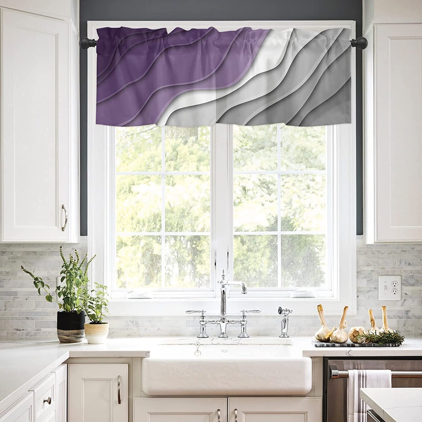 Alishomtll Curtain Valances for Kitchen Living Room Bedroom Rod Pocket Valance ,54 x 18 inch