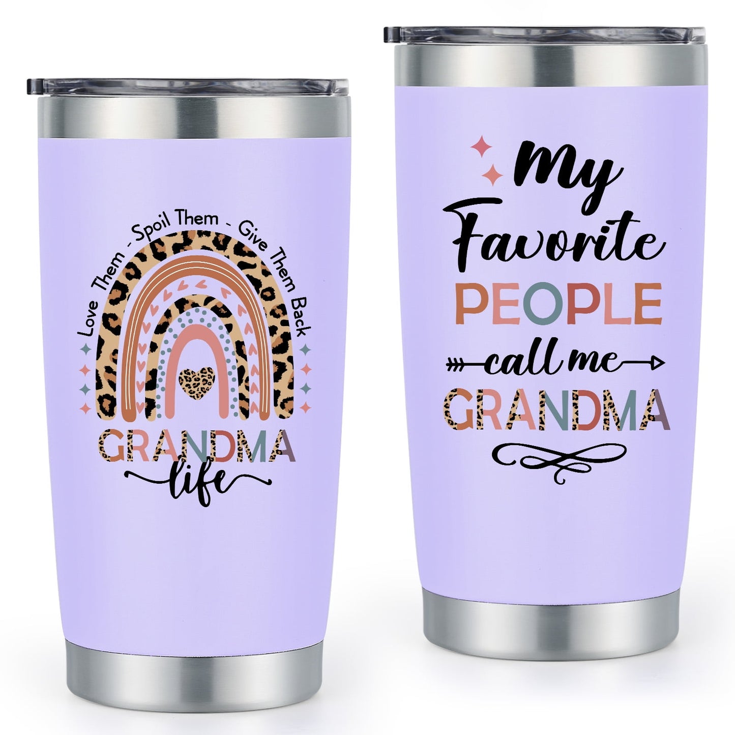 Gingprous Grandma Gifts - 20oz Stainless Steel Tumbler with lid ,Birthday Christmas Gifts for Grandma Mom Nana , Best Grandma Ever Mothers Day Gifts For Grandma, Purple