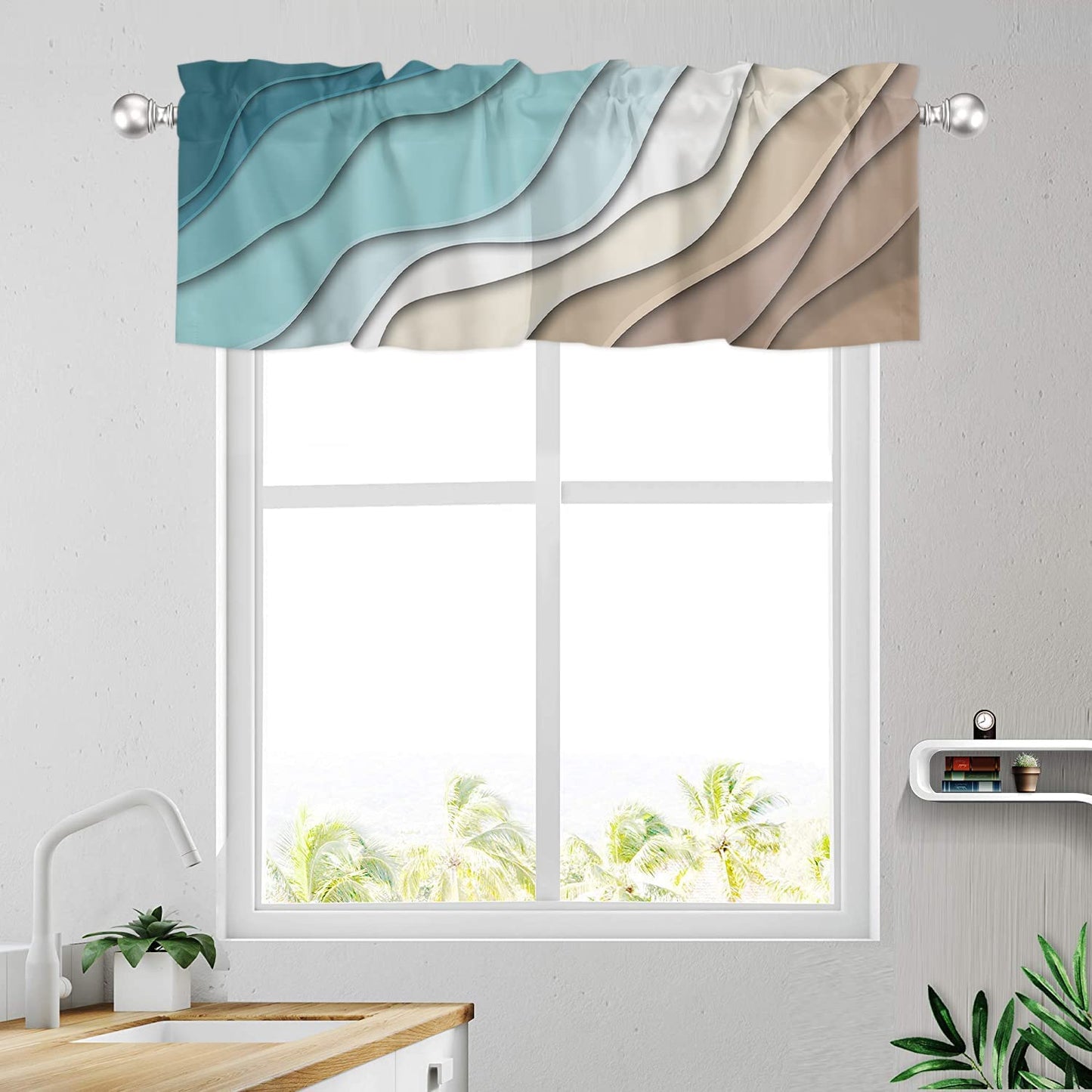 Alishomtll Curtain Valances for Kitchen Living Room Bedroom Rod Pocket Valance ,54 x 18 inch