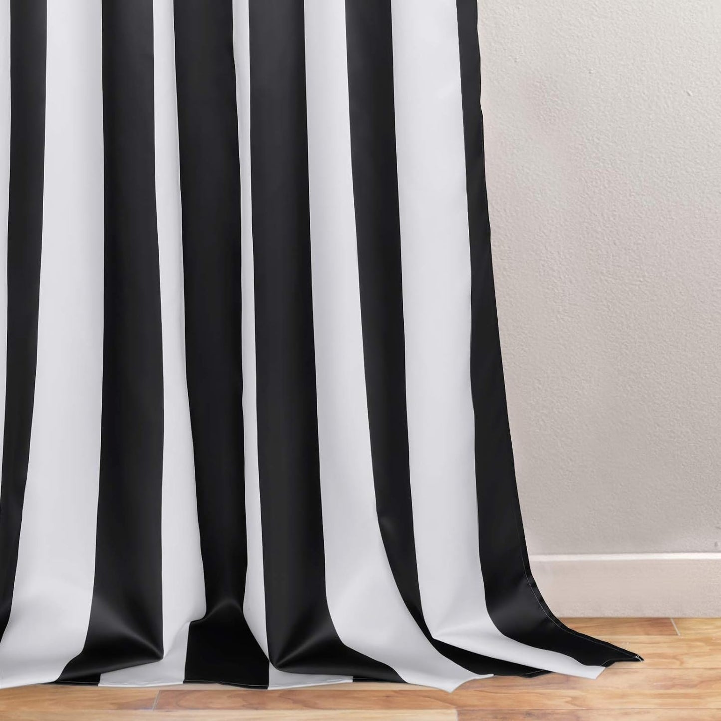 Alishomtll Curtains Satin Light Filtering Grommet Window Drapes For Bedroom Living Room,52”X 84”L,2 Panels,Black White Striped