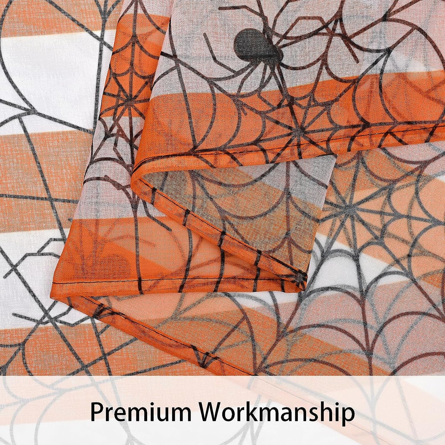 Alishomtll Halloween Curtains Spider Web Semi Sheer Drapes for Halloween Window Decorations, Party, 52 x 84Inch,Set of 2