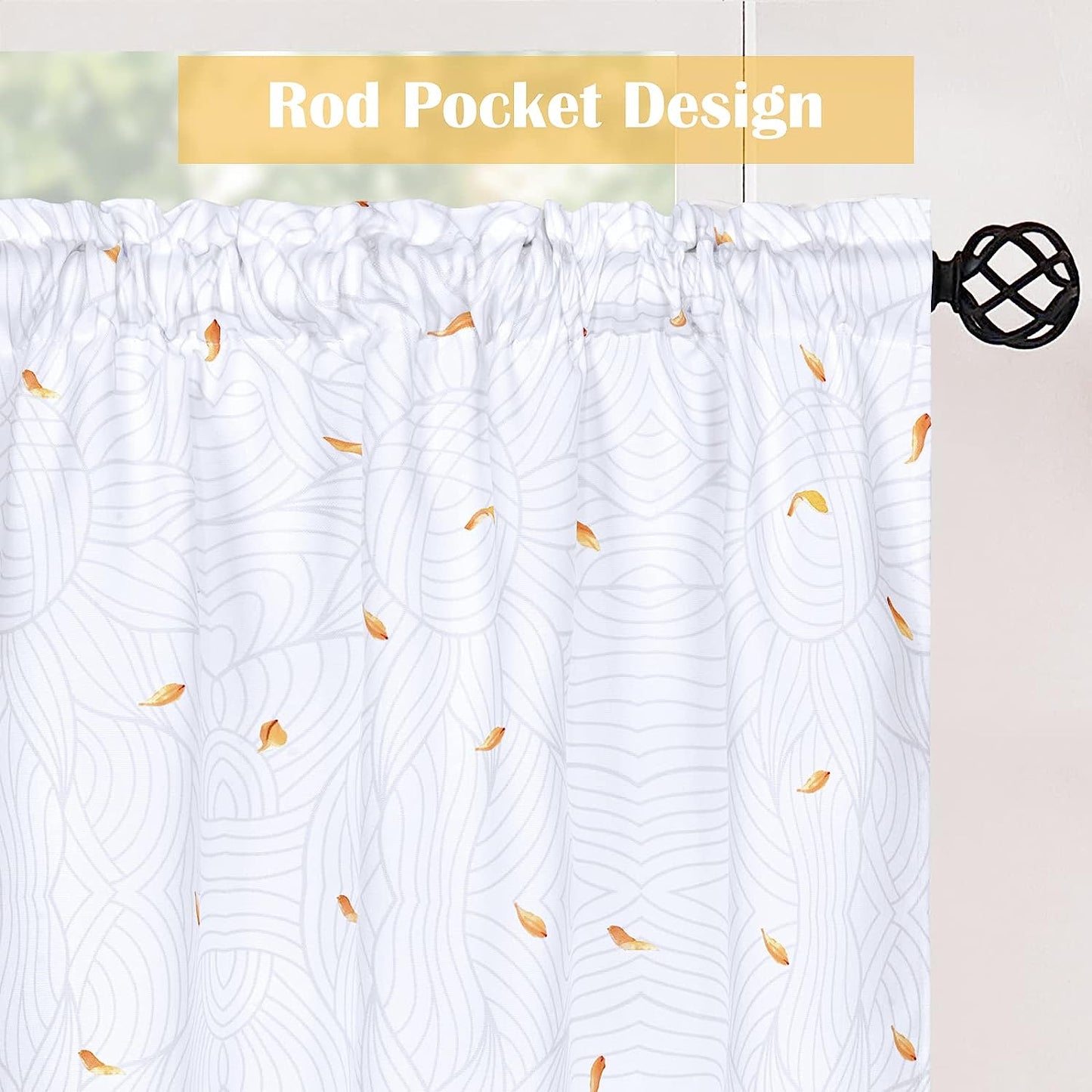 Alishomtll Sunflower Kitchen Curtains 36 in Long Sets for Small Window,2 Panels,Rod Pocket